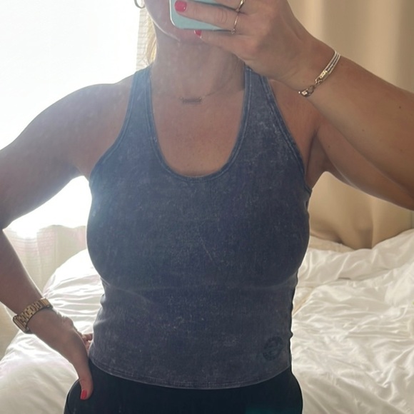 Vintage Express 1987 Collection Racerback Tank  Y2K Acid Wash Stretch Top (L) - Picture 4 of 8